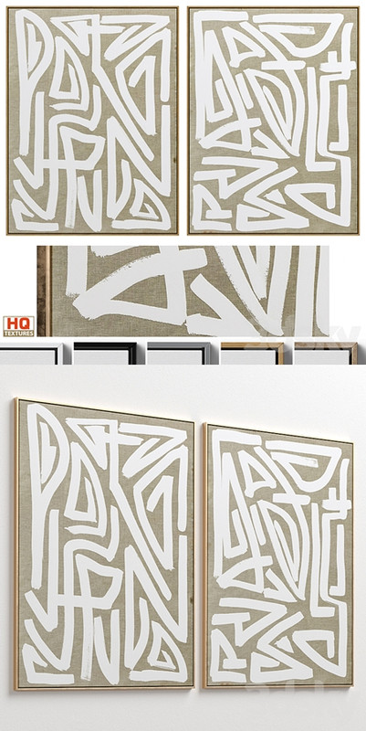 Large Mid-Century Abstract Neutral Wall Art C-446